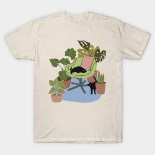 Black cats among the plants T-Shirt
